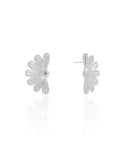 Brinco Meia Flor Lisa 2.5 cm Ródio Branco