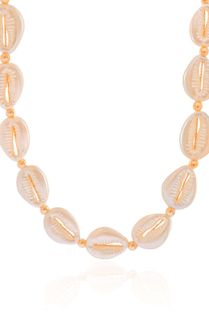 Choker Búzios Pérola Banhado a Ouro 18K