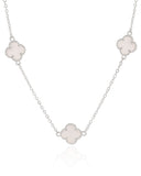 Choker Elos Trevos Madrepérola Ródio Branco