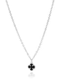 Gargantilha Elos Trevo Tom Onix Ródio Branco - 40 cm