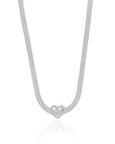 Choker Malha Fita Coração Ródio Branco