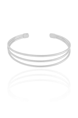 Bracelete Três Fios Ródio Branco