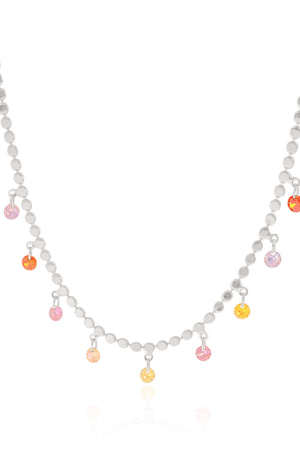 Choker Plaquinhas Pontos de Luz Coloridos Ródio Branco