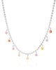 Choker Plaquinhas Pontos de Luz Coloridos Ródio Branco