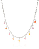 Choker Plaquinhas Pontos de Luz Coloridos Ródio Branco