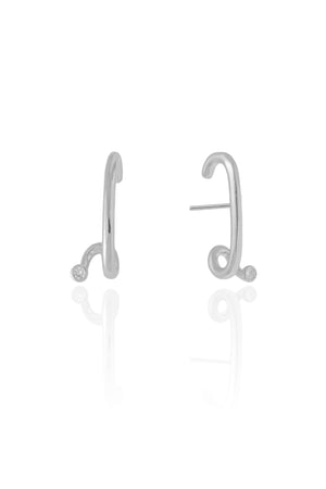 Ear Hook Liso Ponto de Luz Cravação Inglesa Ródio Branco