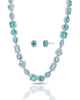 Conjunto Colar Riviera Mix Água Marinha Cravejado Cristal com Fecho Italiano - 40 cm
