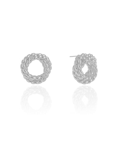 Brinco Torcido Entrelaçado 1.9 cm Ródio Branco