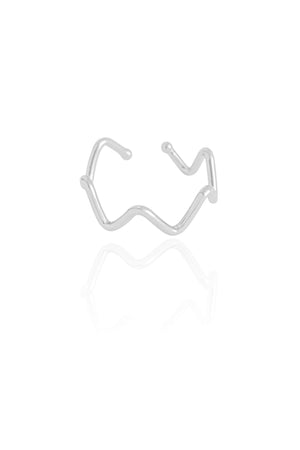 Anel Ajustável Zig Zag Tamanho G Ródio Branco