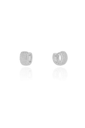 Brinco Argola Click Cravejado Cristal 1.0 cm Ródio Branco