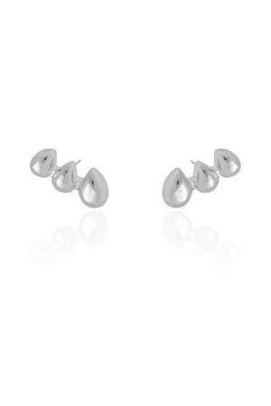 Ear Cuff Gotas Lisas Ródio Branco
