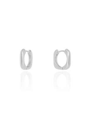 Brinco Argola Click Quadrado Liso 1.5 cm Ródio Branco