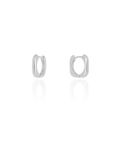 Brinco Argola Click Quadrado Liso 1,5 cm Ródio Branco