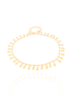 Tornozeleira Grumet Gotas Lisas Banhado a Ouro 18K