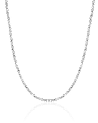 Choker Hematita Prateada 2 mm Ródio Branco - 30 cm