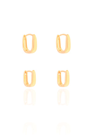 Dupla de Argolas Quadradas Lisas Banhado a Ouro 18K