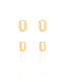 Dupla de Argolas Quadradas Lisas Banhado a Ouro 18K