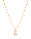 Gargantilha Veneziana Letra S Cravejada Cristal Banhado a Ouro 18K - 45 cm