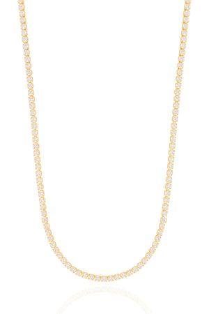 Gargantilha Rivieira Cristal Banhado a Ouro 18K - 45 cm