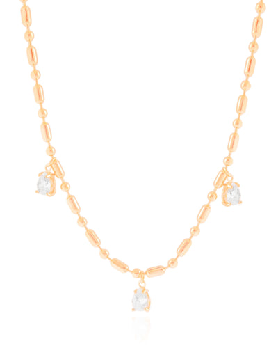 Colar Gomos Gotas Cristal 3 mm Banhado a Ouro 18K - 40 cm