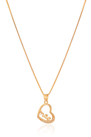 Gargantilha Coração Mãe Cravejado Cristal Banhado a Ouro 18K - 45 cm