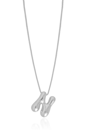 Gargantilha Veneziana Letra N 1.7 cm Bolha Ródio Branco - 45 cm