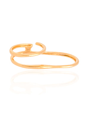 Anel Duplo Filetes Tamanho 18 Banhado a Ouro 18K