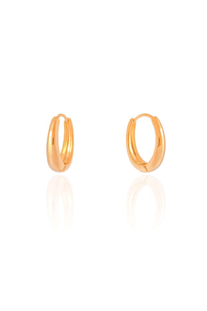 Brinco Argola Click Oval Lisa 1.7 cm Banhado a Ouro 18K