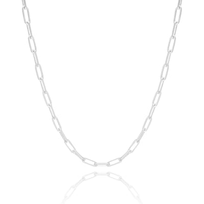 Choker Elos 3x9 mm Ródio Branco - 32 cm