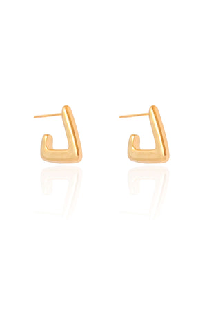Brinco Argola Triangular Lisa 1.6 cm Banhado a Ouro 18K