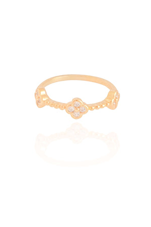 Anel Trevo Cristal Tamanho 12 Banhado a Ouro 18K