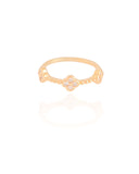 Anel Trevo Cristal Tamanho 15 Banhado a Ouro 18K