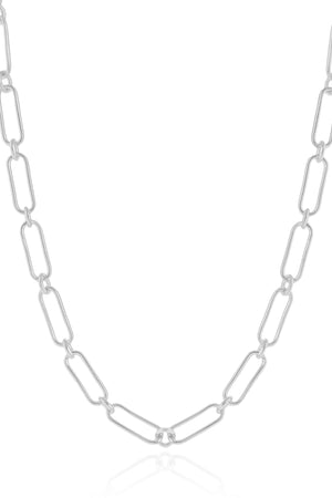 Gargantilha Elos Ovais 5 mm Ródio Branco - 45 cm