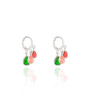 Brinco Argola Click Gotas Coloridas 2.5 cm Ródio Branco