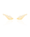 Ear Cuff Filetes Corações Cristal Banhado a Ouro 18K