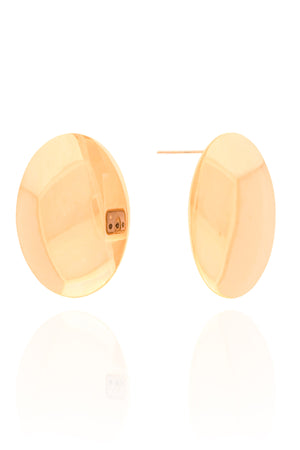 Brinco Oval Liso 3.7 cm Banhado a Ouro 18K