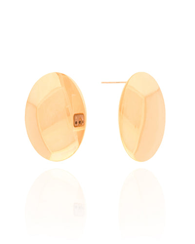 Brinco Oval Liso 3,7 cm Banhado a Ouro 18K