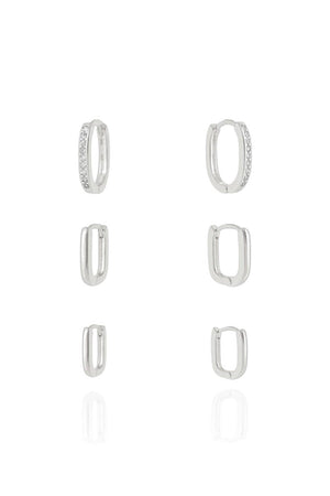 Brinco Trio Argola Retangular