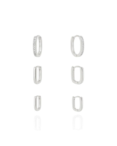 Brinco Trio Argola Retangular