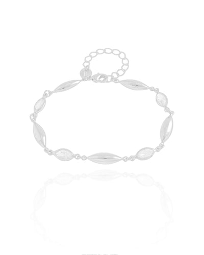 Pulseira Lisa e Zircônias com Cristal Ródio Branco