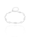 Pulseira Lisa e Zircônias com Cristal Ródio Branco