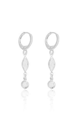 Brinco Argola Navete Ponto de Luz Cristal Ródio Branco