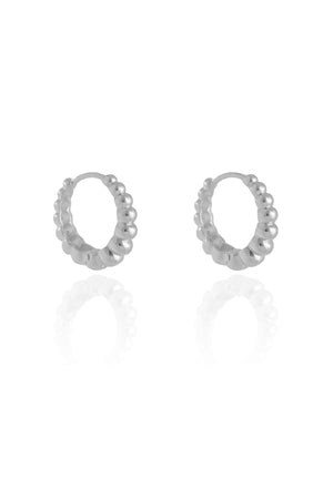 Brinco Argola Click Bolas Lisas 1.8 cm Ródio Branco