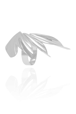 Anel Ajustável Asa Tamanho G Ródio Branco