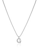 Gargantilha Veneziana Letra G Cravejada Cristal Ródio Branco - 45 cm