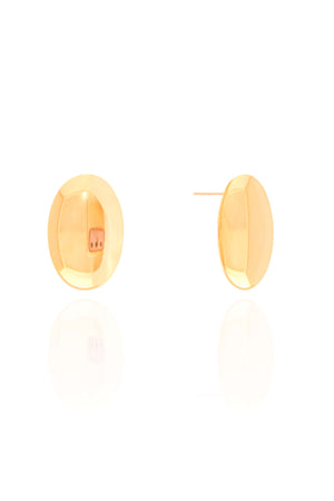 Brinco Oval Liso 2.2 cm Banhado a Ouro 18K