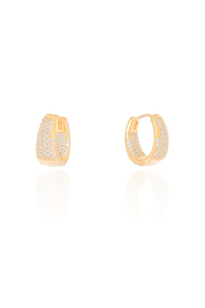Brinco Argola Cravejada Cristal 1.6 cm Banhado a Ouro 18K