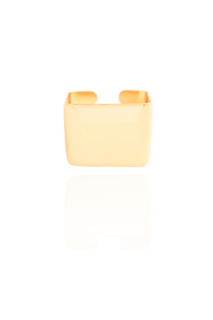 Anel Ajustável Quadrado Liso Tamanho G Banhado a Ouro 18K