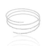 Pulseira Mola Canutilhos Três Voltas Ródio Branco