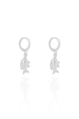 Brinco Argola Click Peixe 3.0 cm Ródio Branco